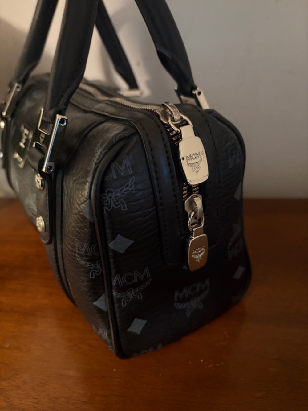 MCM Black Visetos Mini Satchel with Silver Hardware - Picture 6 of 14